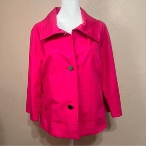 Hot Pink Cropped Sleeve 2-Button Blazer Tailored Utility Jacket Barbie Size M